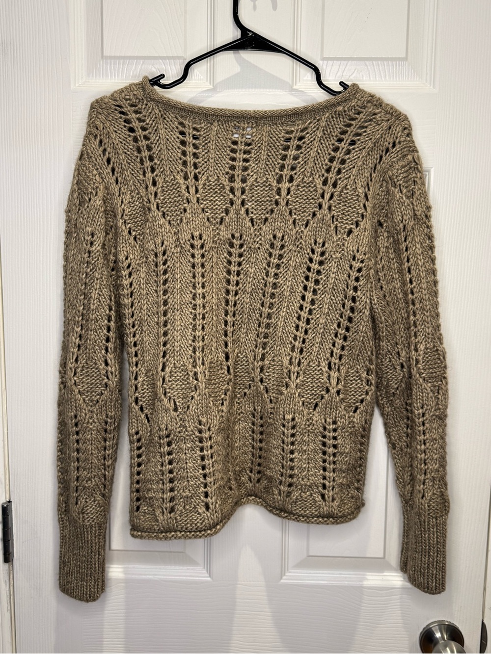 Fab'rik Women's Small Knit Sweater Tan Brown Fall Autumn Bohemian Boho